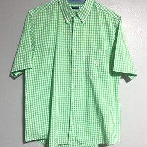 Chaps short sleeve button down shirt. Size Medium. Green and white check…